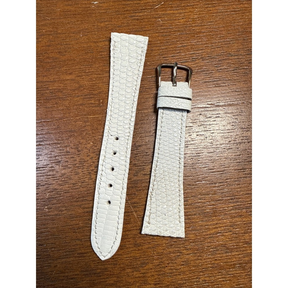 Genuine Lizard Watch Strap White 18mm NOS With 10k Gold Filled Buckle